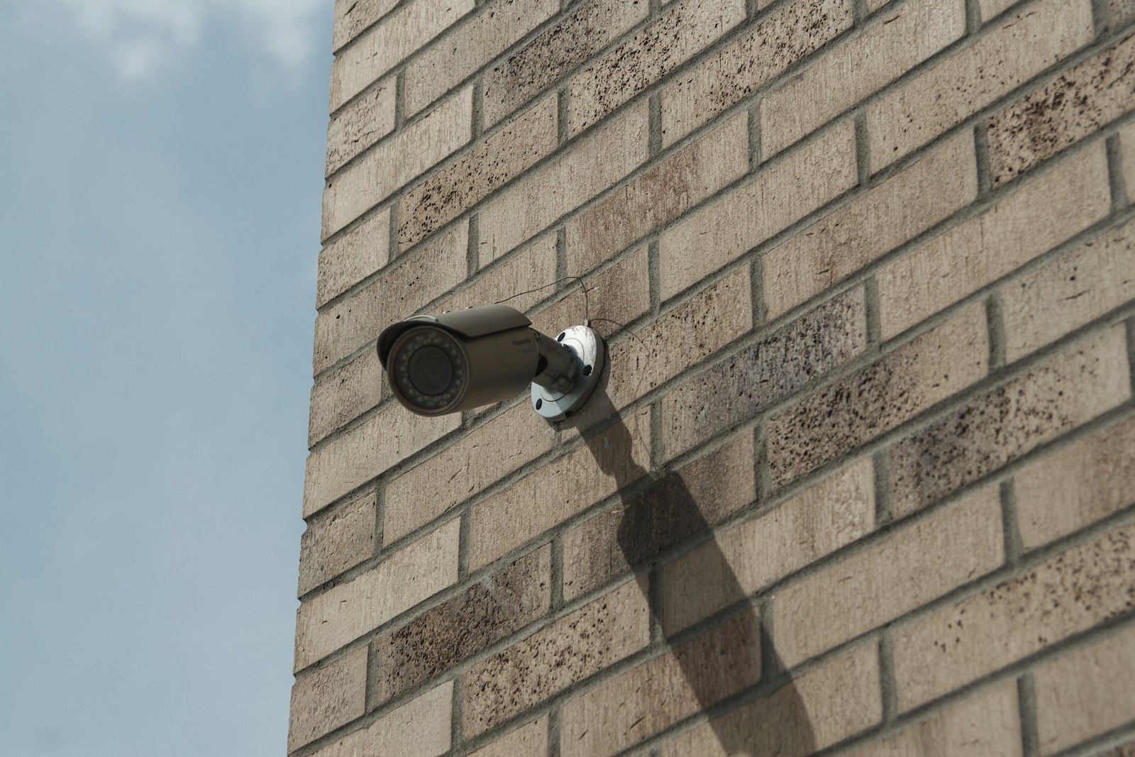 Security camera mounted on a commercial building